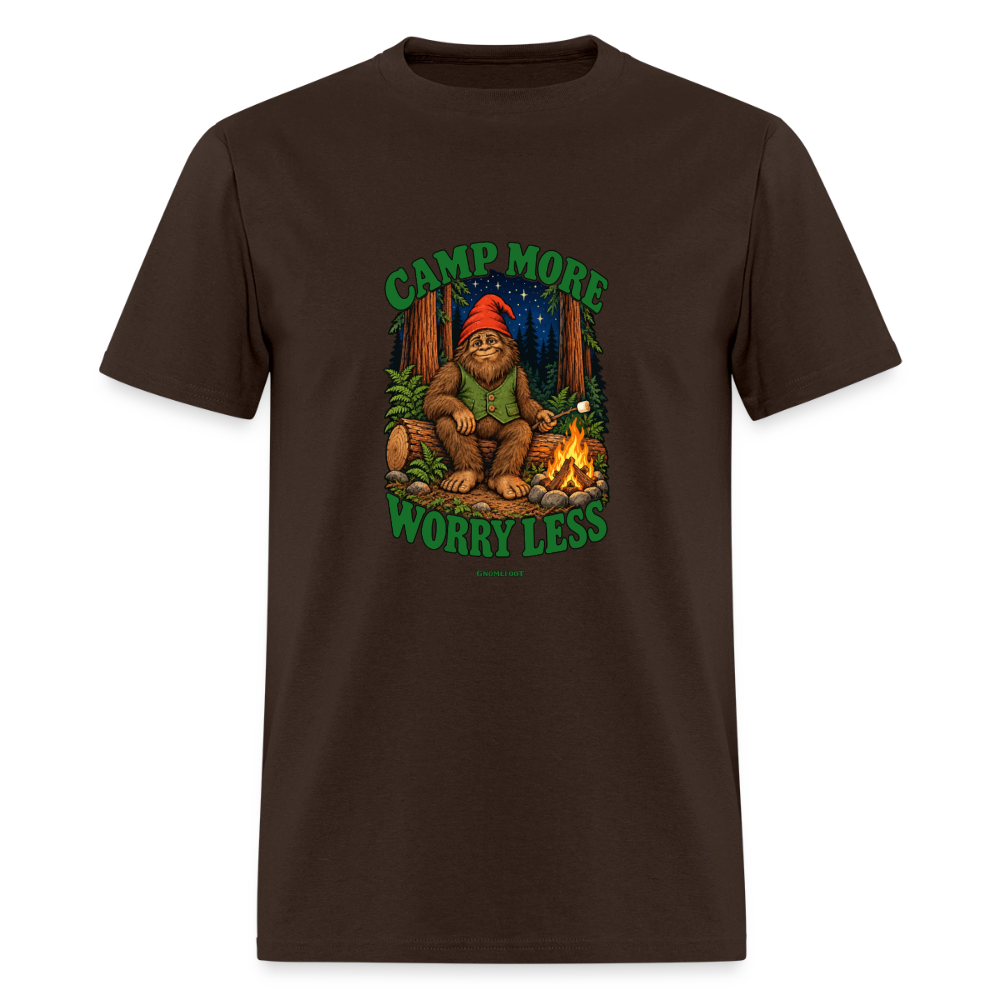 Camp More Worry Less Gnomefoot Men's T-Shirt - brown