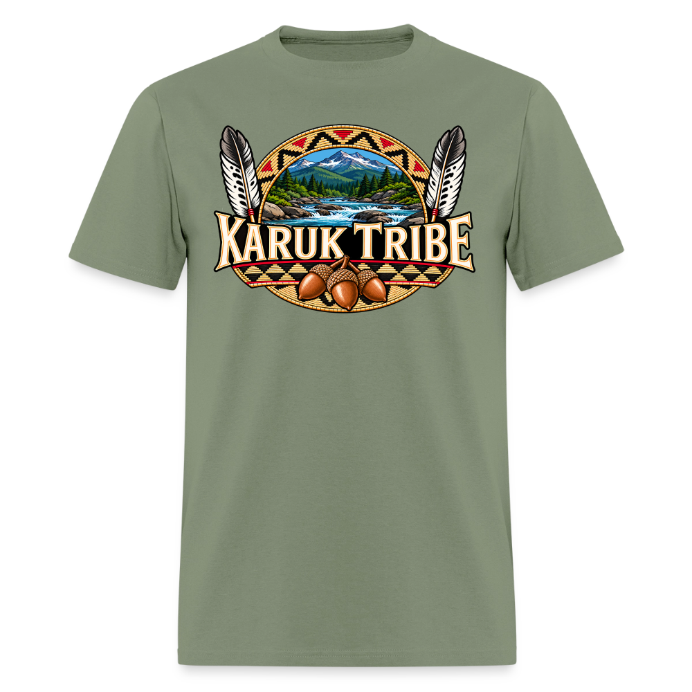 Karuk Tribe Acorn Design Men's T-Shirt - military green