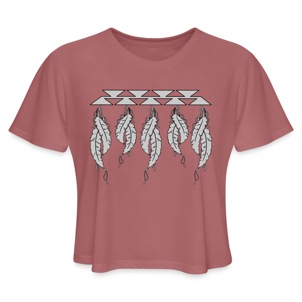 Feathers Women's Cropped T-Shirt - mauve