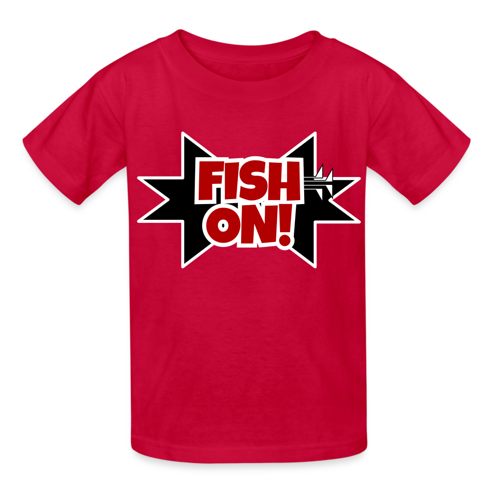 FISH ON! Hanes Youth Tagless T-Shirt - red
