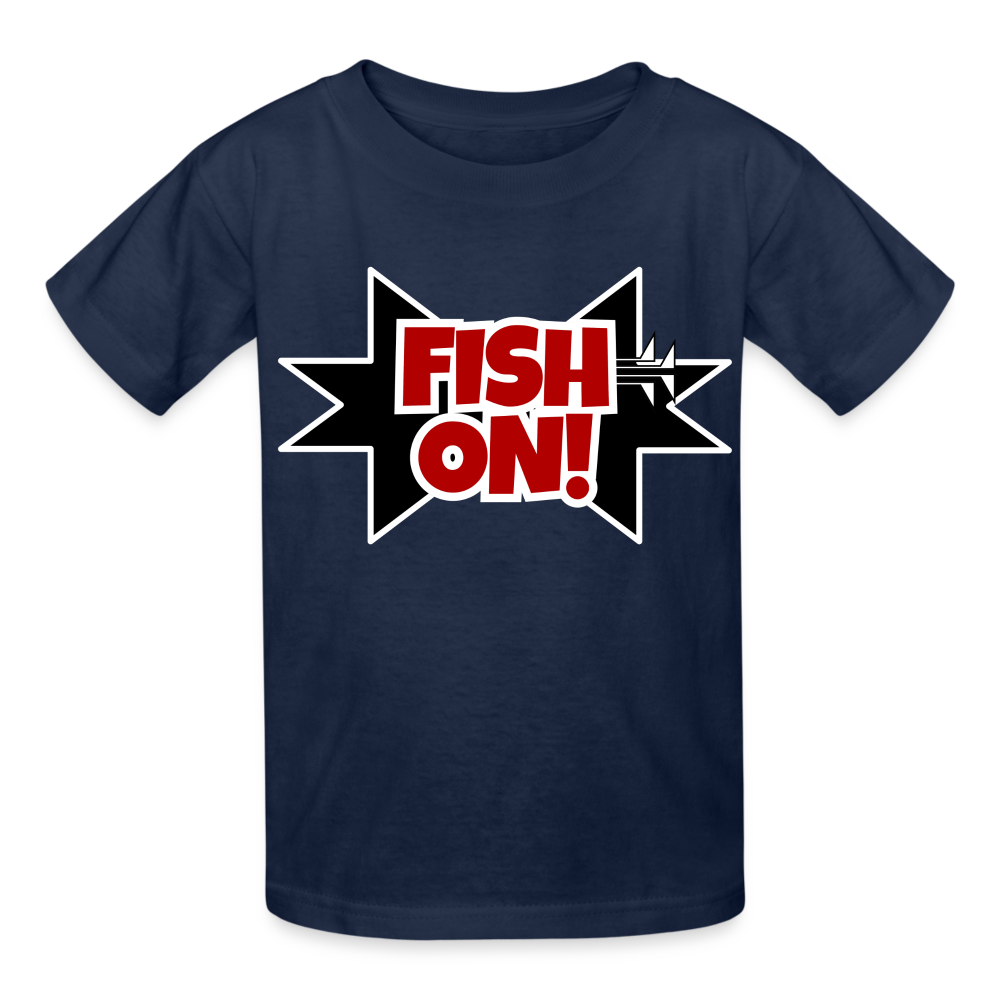 FISH ON! Hanes Youth Tagless T-Shirt - navy