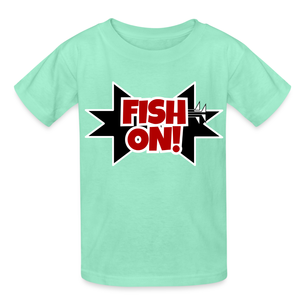 FISH ON! Hanes Youth Tagless T-Shirt - deep mint