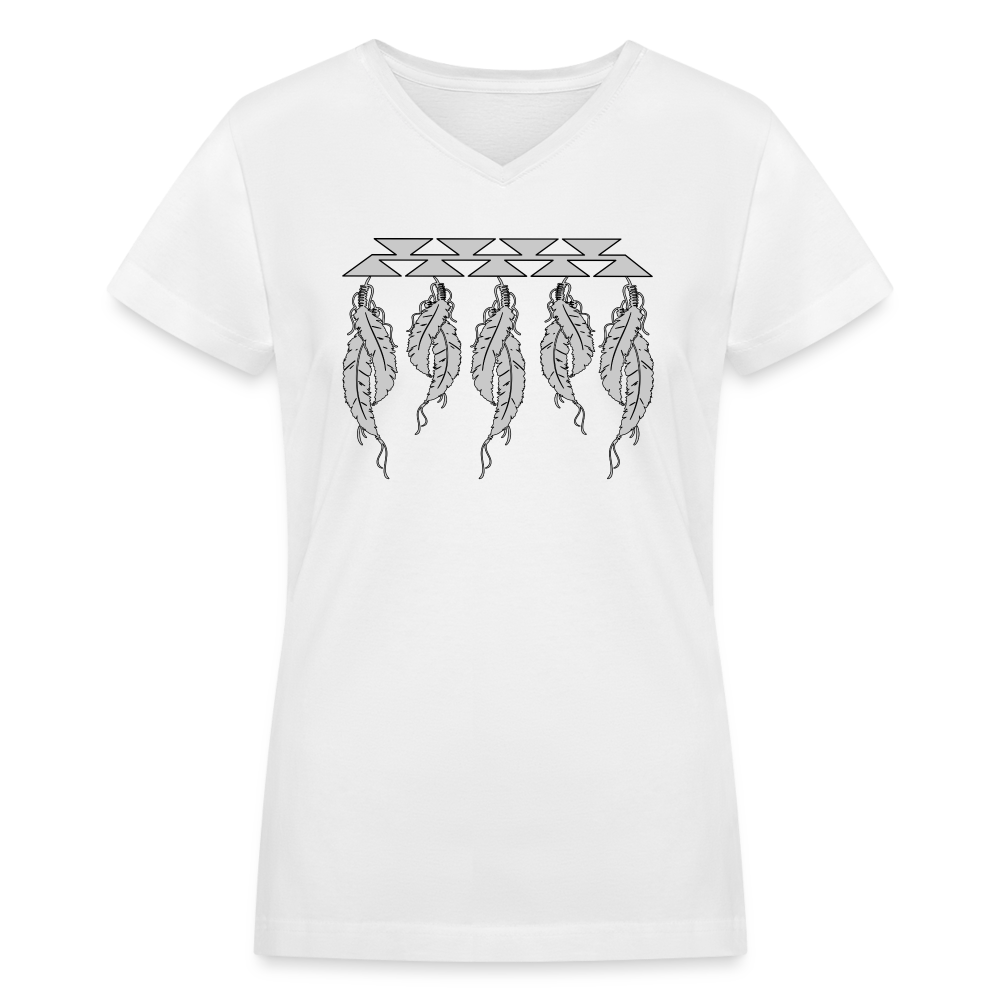 Feathers Women's V-Neck T-Shirt - white