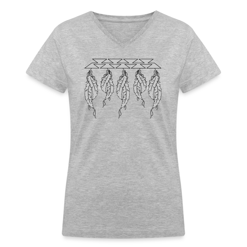 Feathers Women's V-Neck T-Shirt - gray