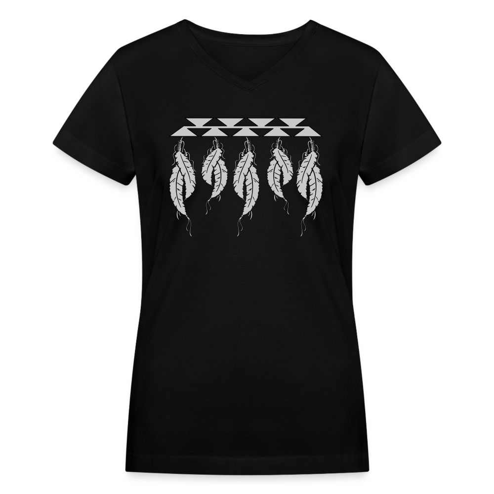 Feathers Women's V-Neck T-Shirt - black