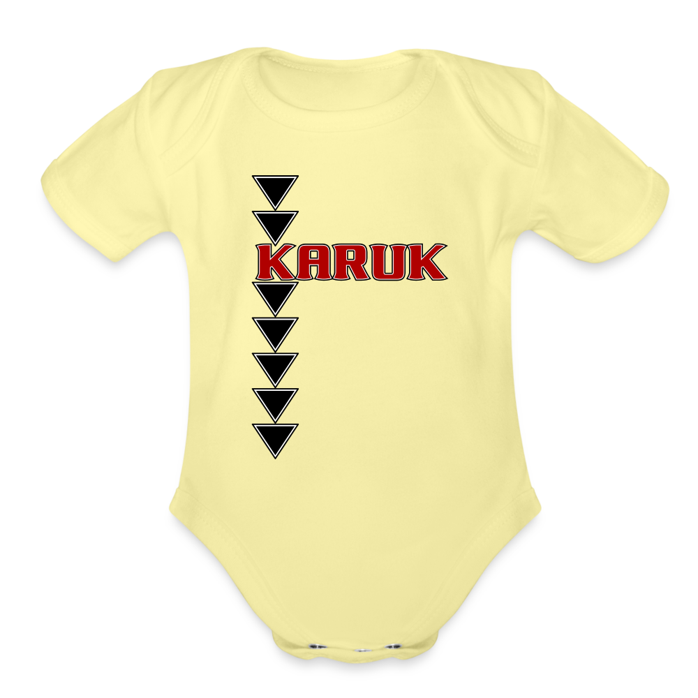 Karuk Sturgeon Organic Short Sleeve Baby Bodysuit - washed yellow