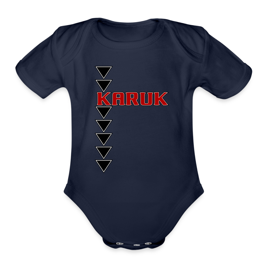 Karuk Sturgeon Organic Short Sleeve Baby Bodysuit - dark navy