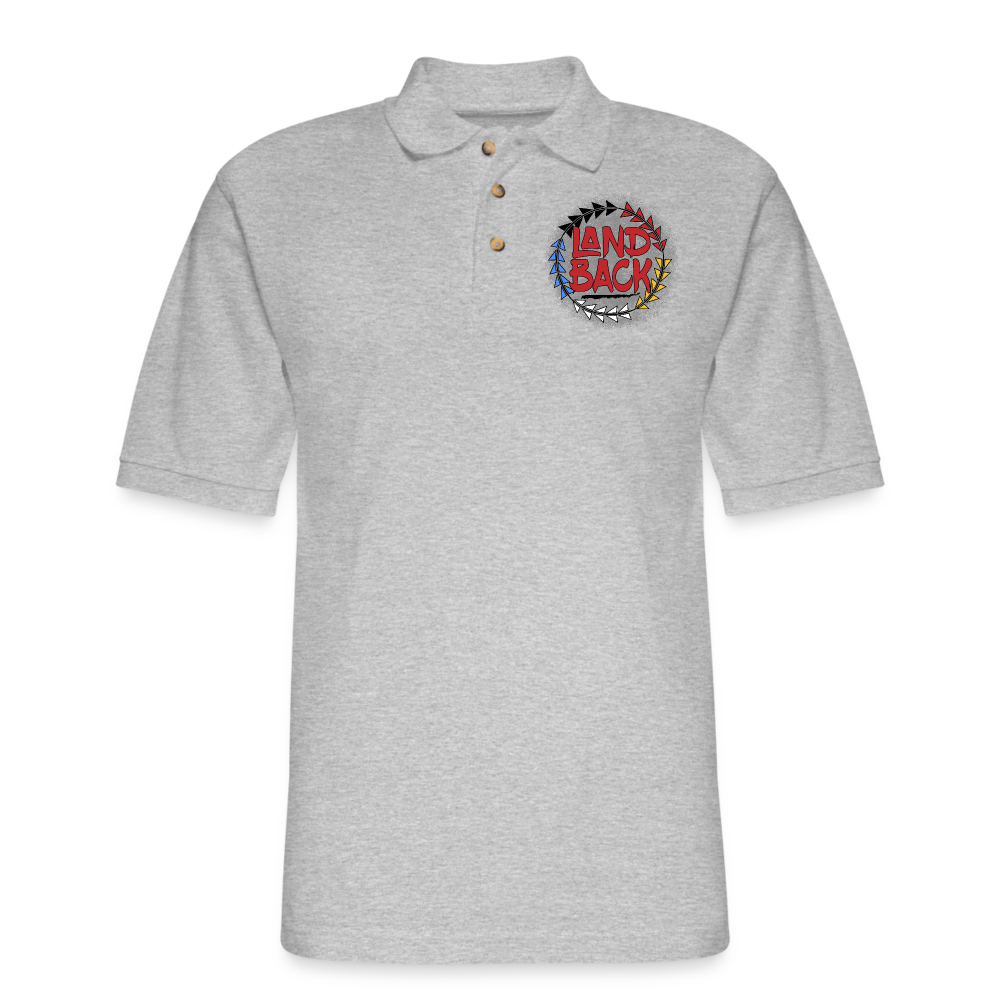 Land Back Men's Pique Polo Shirt - heather gray