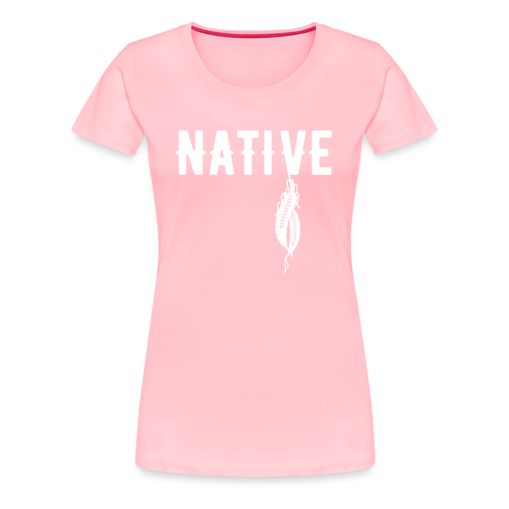 Native Feathers Women’s Premium T-Shirt - pink
