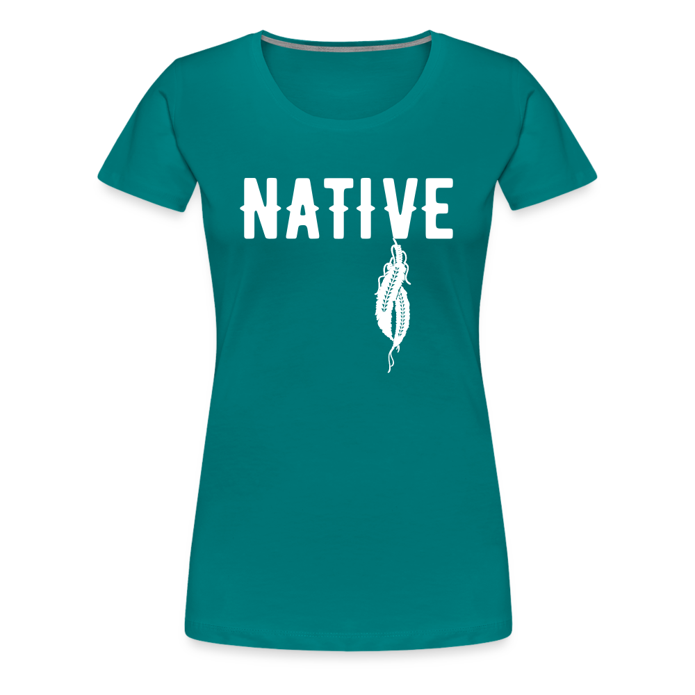 Native Feathers Women’s Premium T-Shirt - teal
