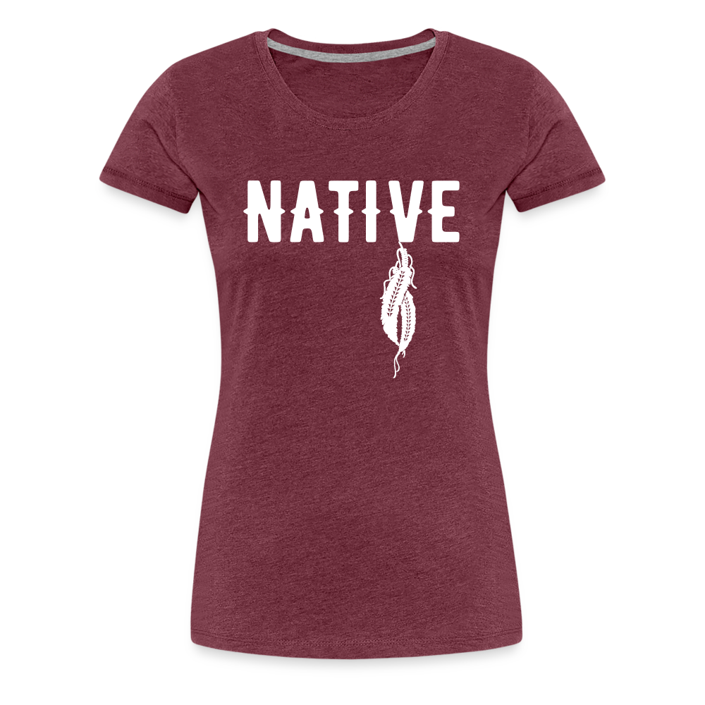 Native Feathers Women’s Premium T-Shirt - heather burgundy