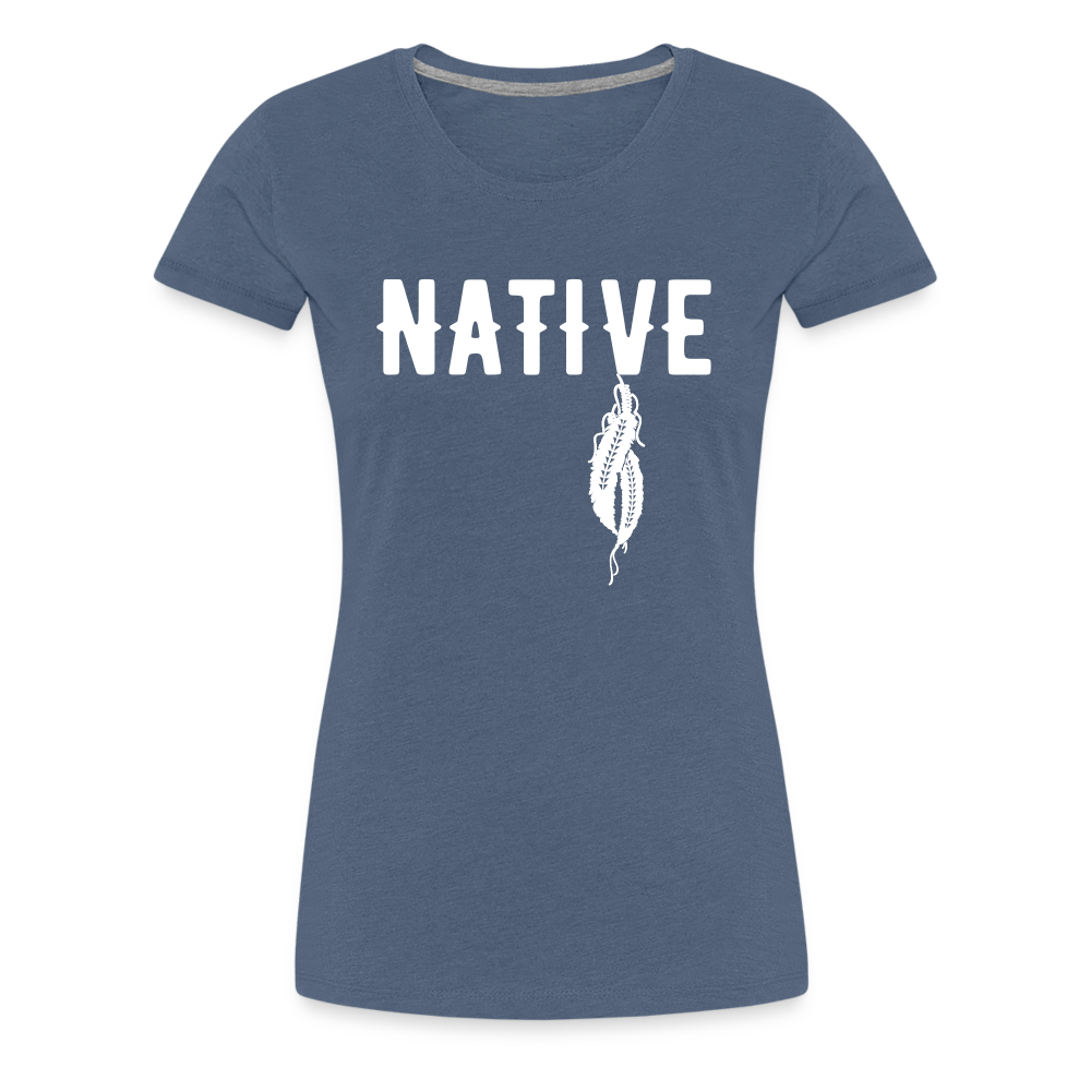 Native Feathers Women’s Premium T-Shirt - heather blue