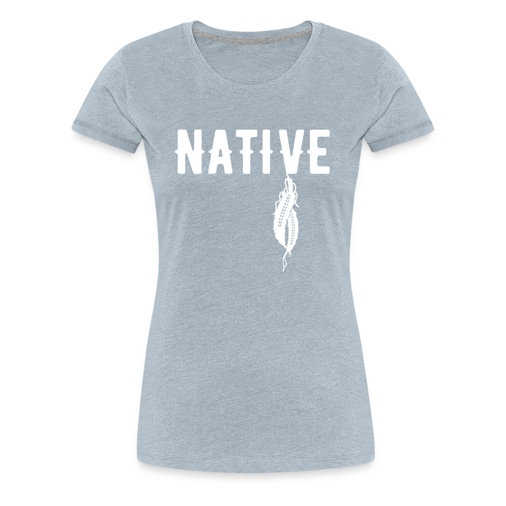 Native Feathers Women’s Premium T-Shirt - heather ice blue