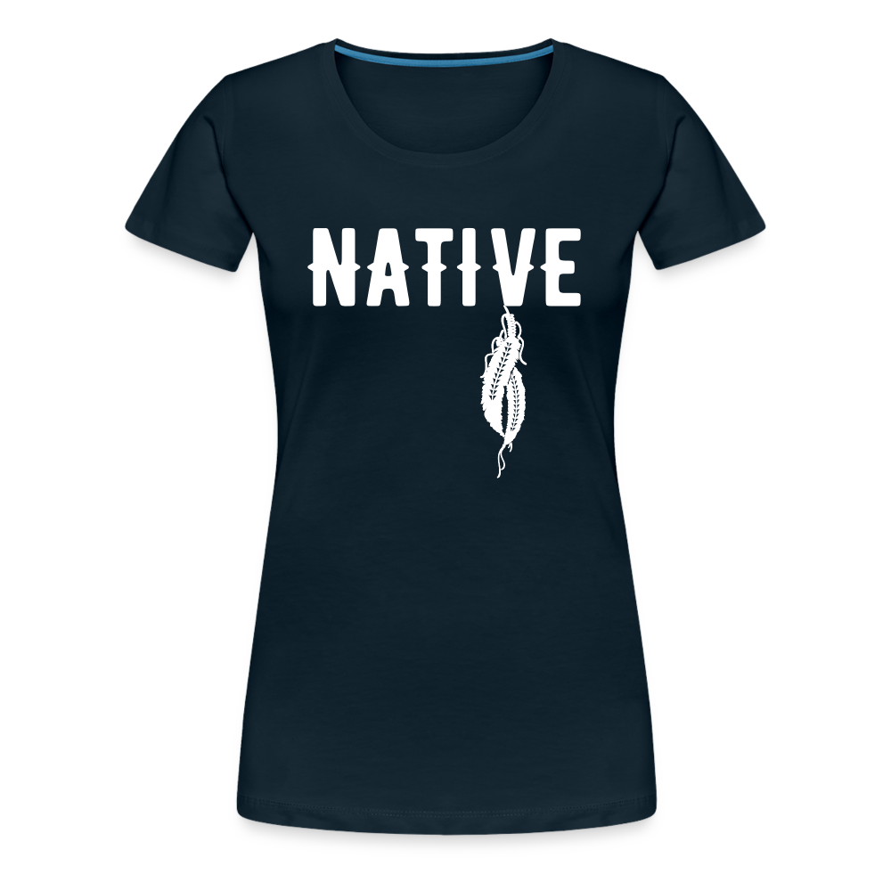 Native Feathers Women’s Premium T-Shirt - deep navy