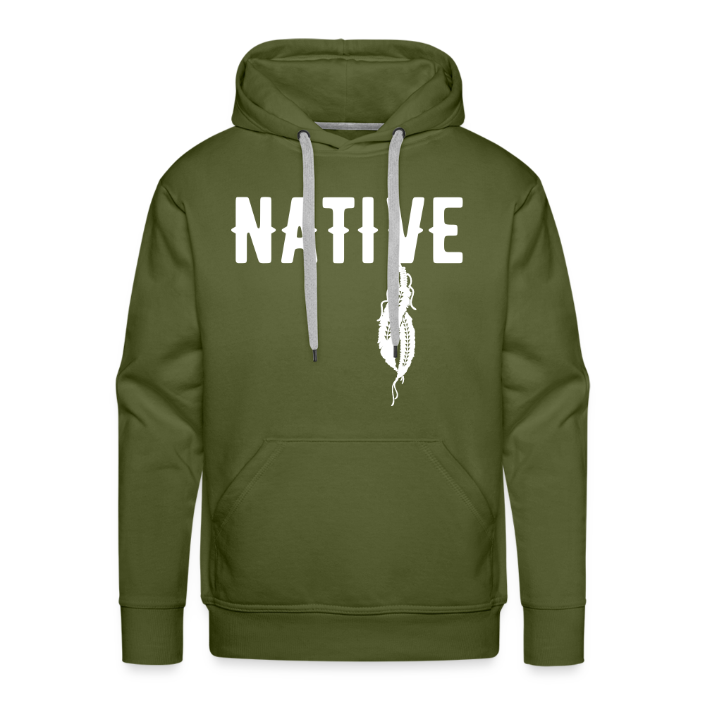 Native Feather Men’s Premium Hoodie - olive green