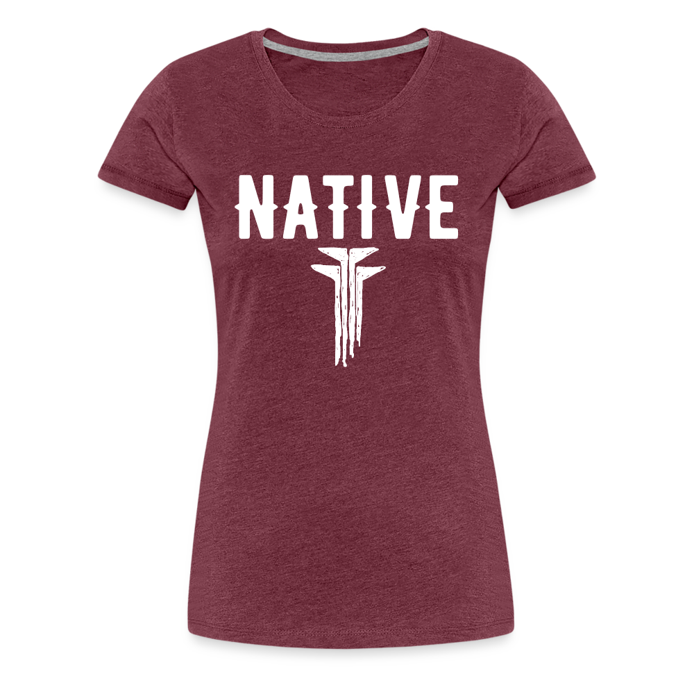 Native Frogs Sketch Women’s Premium T-Shirt - heather burgundy