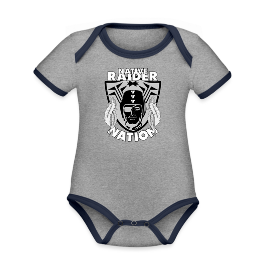 Native Raider Short Sleeve Baby Bodysuit - heather gray/navy
