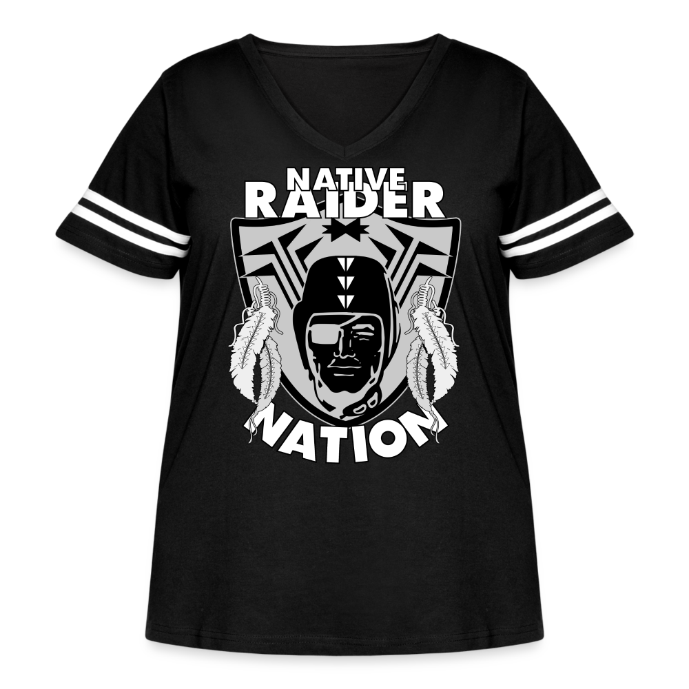Native Raider Women's Curvy Vintage Sport T-Shirt - black/white