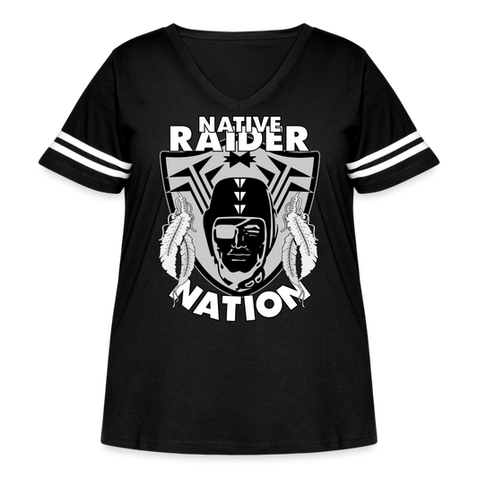Native Raider Women's Curvy Vintage Sport T-Shirt - black/white