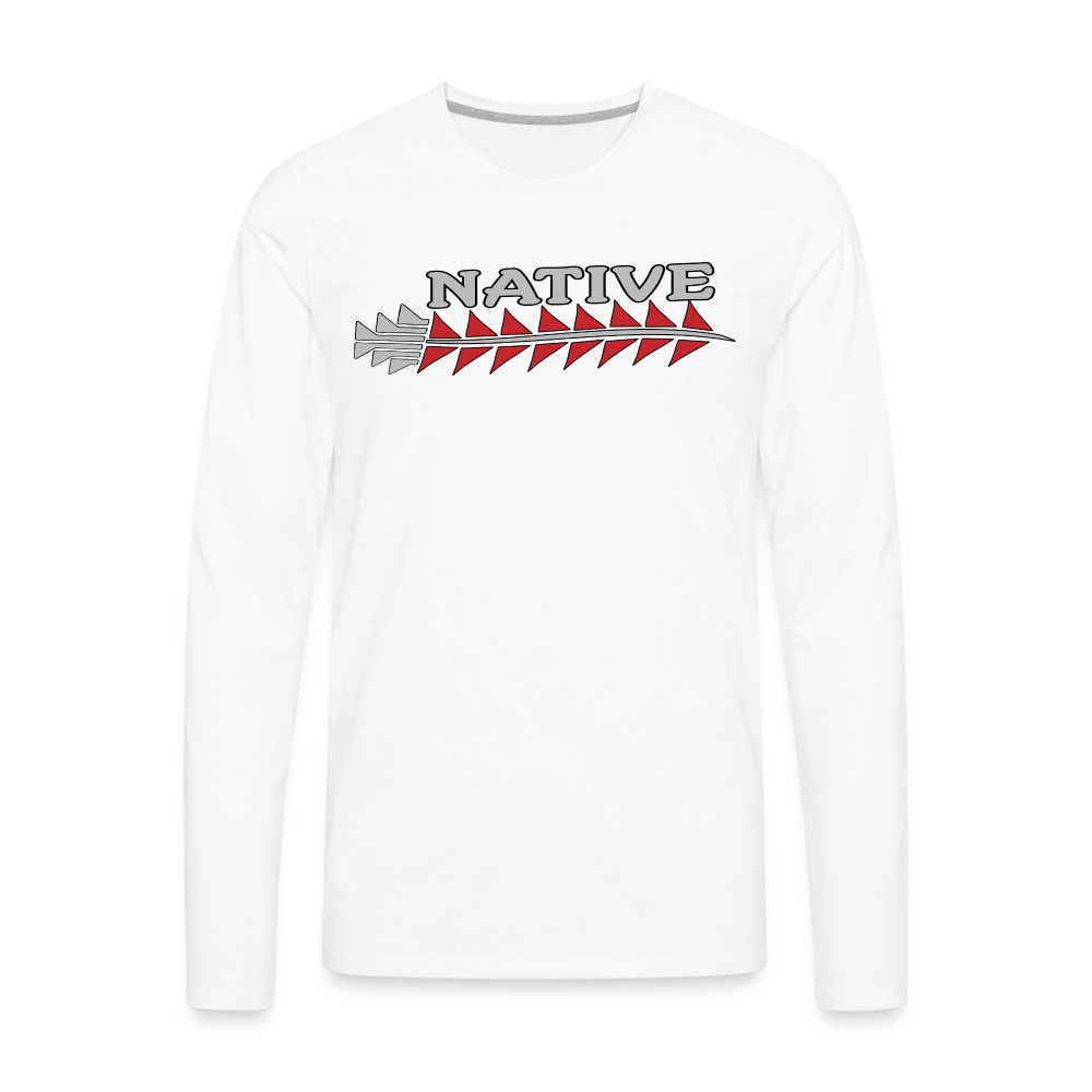 Native Sturgeon Horizontal Men's Premium Long Sleeve T-Shirt - white