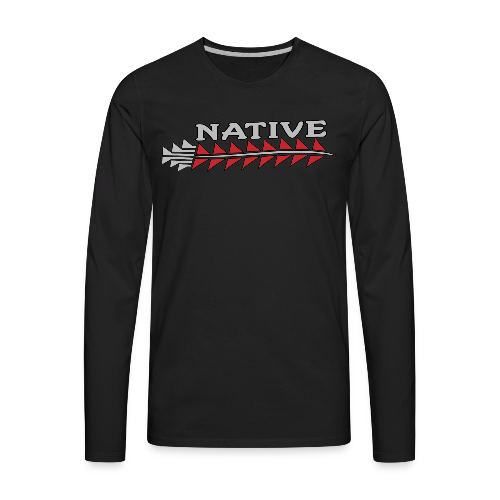 Native Sturgeon Horizontal Men's Premium Long Sleeve T-Shirt - black