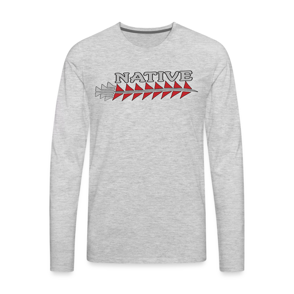 Native Sturgeon Horizontal Men's Premium Long Sleeve T-Shirt - heather gray