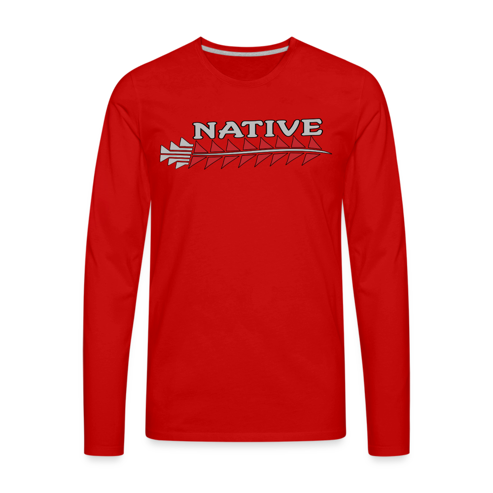 Native Sturgeon Horizontal Men's Premium Long Sleeve T-Shirt - red