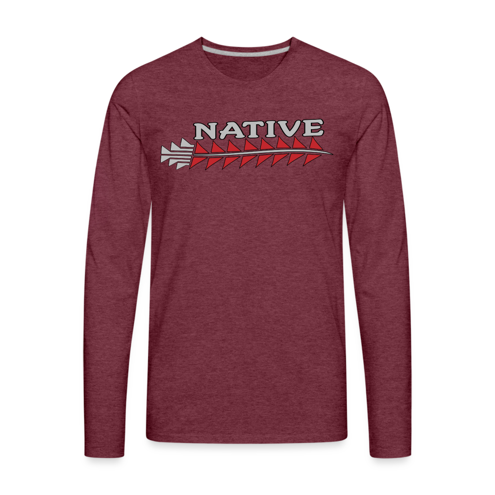 Native Sturgeon Horizontal Men's Premium Long Sleeve T-Shirt - heather burgundy