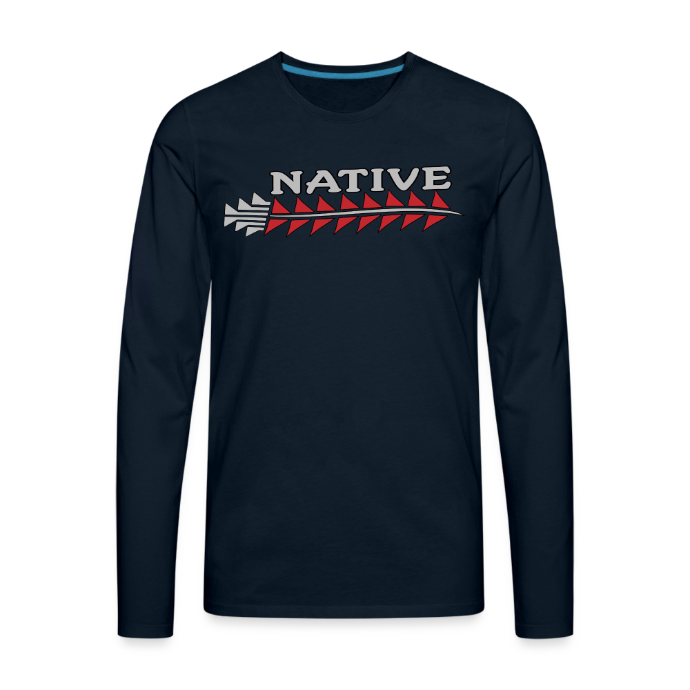 Native Sturgeon Horizontal Men's Premium Long Sleeve T-Shirt - deep navy