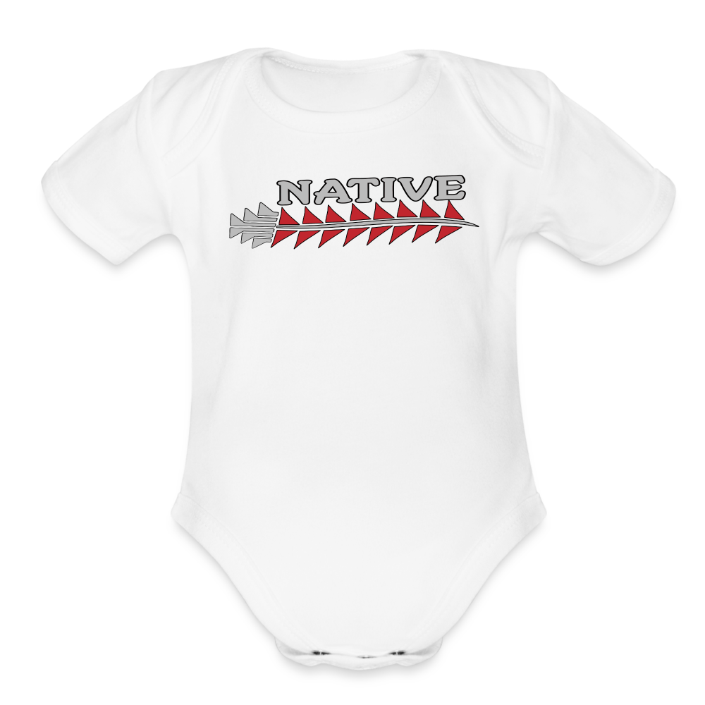 Native Sturgeon Horizontal Organic Short Sleeve Baby Bodysuit - white