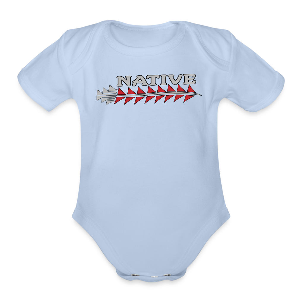 Native Sturgeon Horizontal Organic Short Sleeve Baby Bodysuit - sky