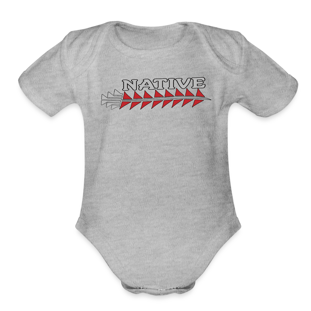 Native Sturgeon Horizontal Organic Short Sleeve Baby Bodysuit - heather grey