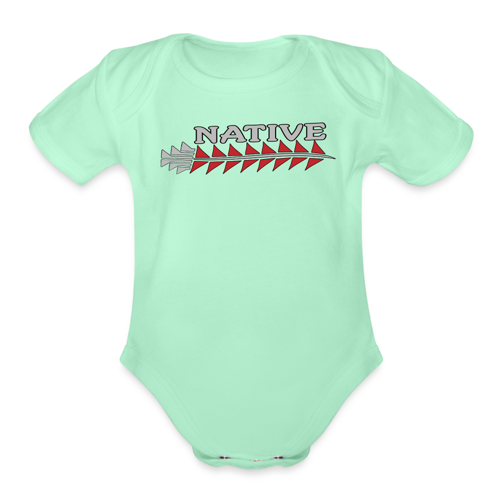 Native Sturgeon Horizontal Organic Short Sleeve Baby Bodysuit - light mint