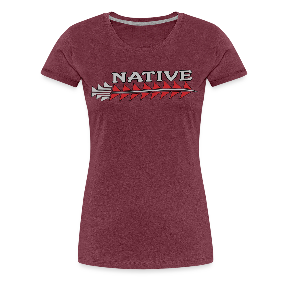 Native Sturgeon Horizontal Women’s Premium T-Shirt - heather burgundy
