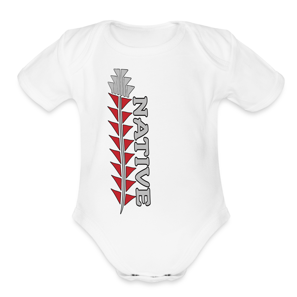 Native Sturgeon Vertical Organic Short Sleeve Baby Bodysuit - white