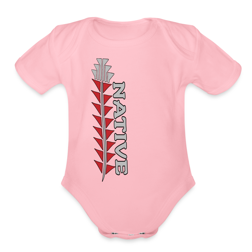 Native Sturgeon Vertical Organic Short Sleeve Baby Bodysuit - light pink