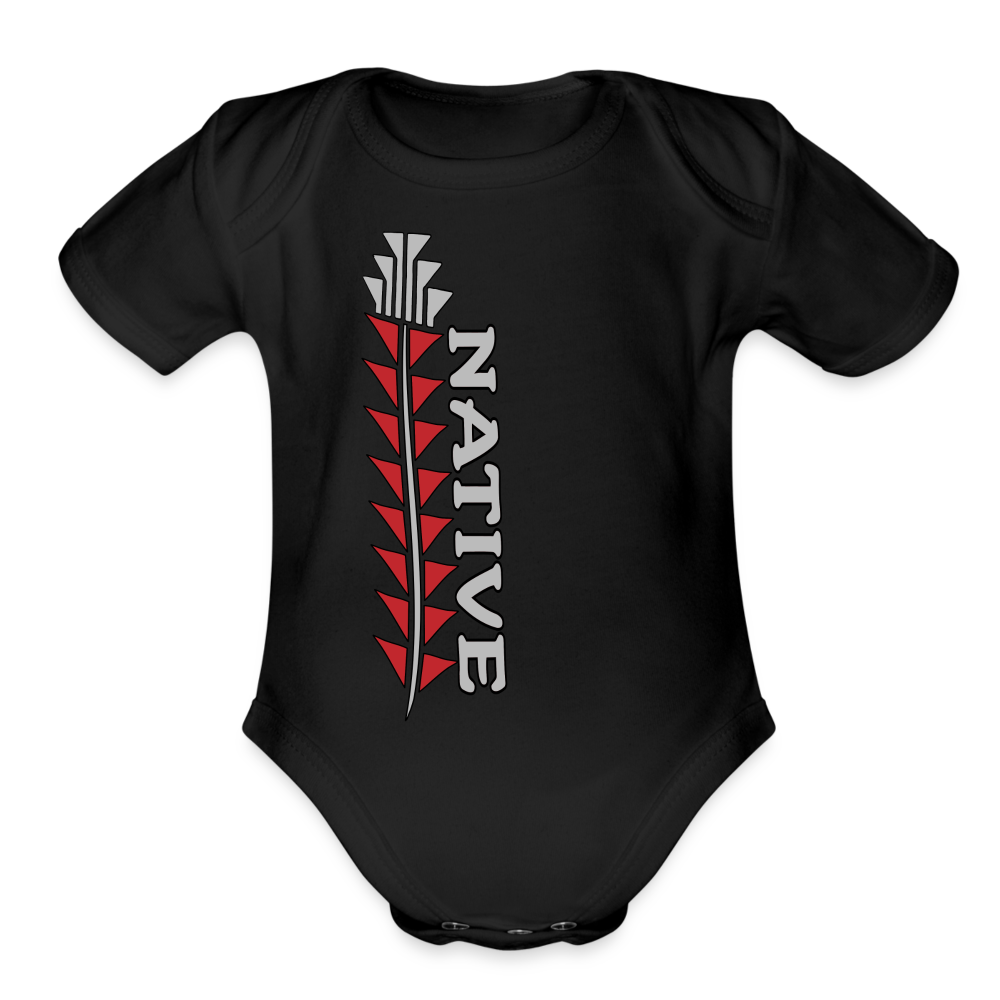 Native Sturgeon Vertical Organic Short Sleeve Baby Bodysuit - black