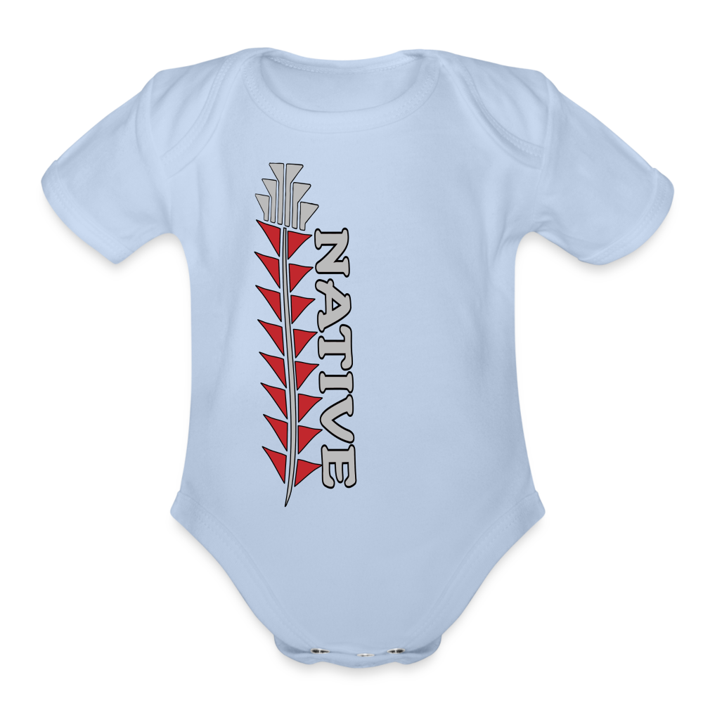 Native Sturgeon Vertical Organic Short Sleeve Baby Bodysuit - sky