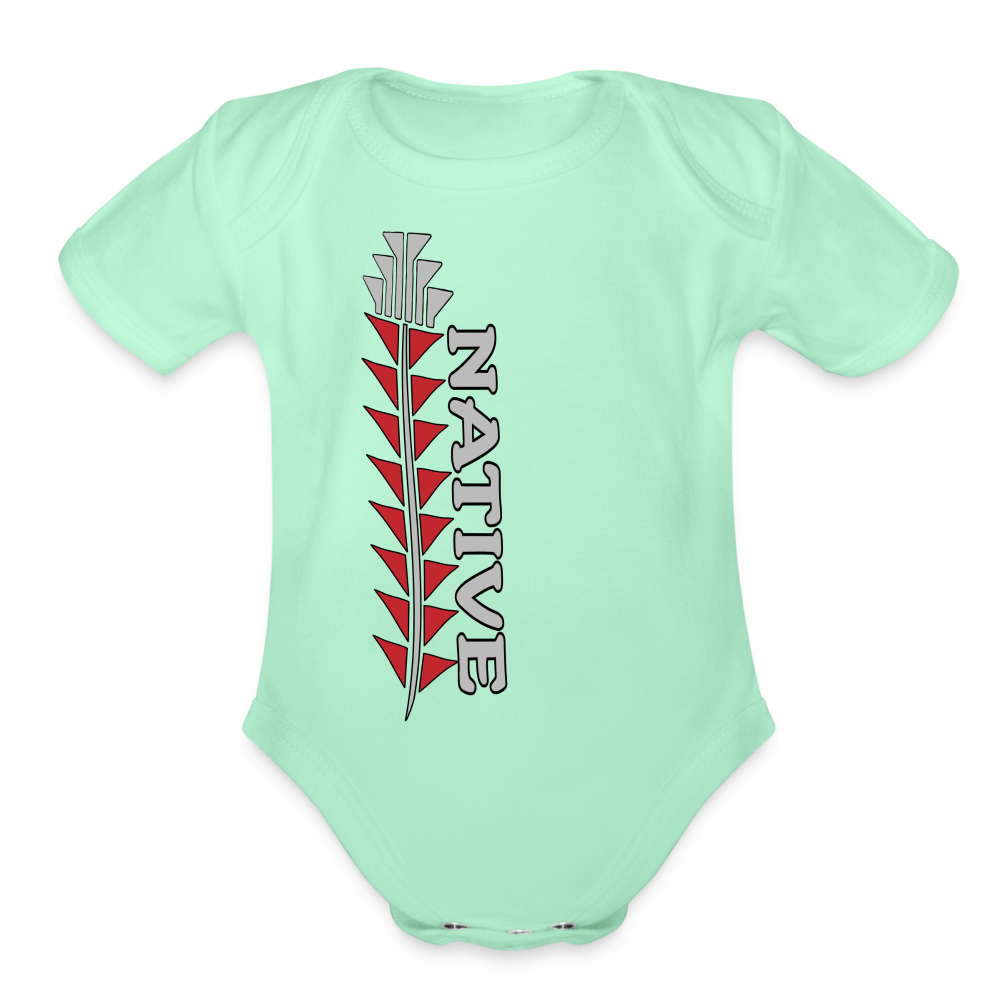 Native Sturgeon Vertical Organic Short Sleeve Baby Bodysuit - light mint