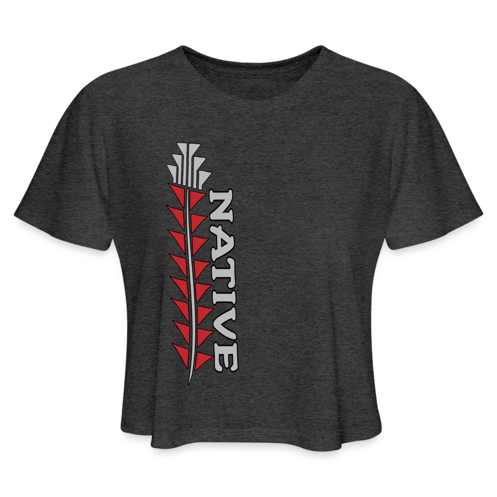 Native Sturgeon Vertical Women's Cropped T-Shirt - deep heather