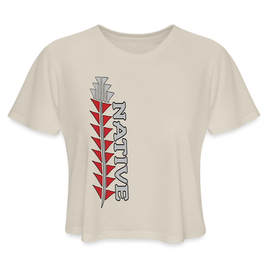 Native Sturgeon Vertical Women's Cropped T-Shirt - dust