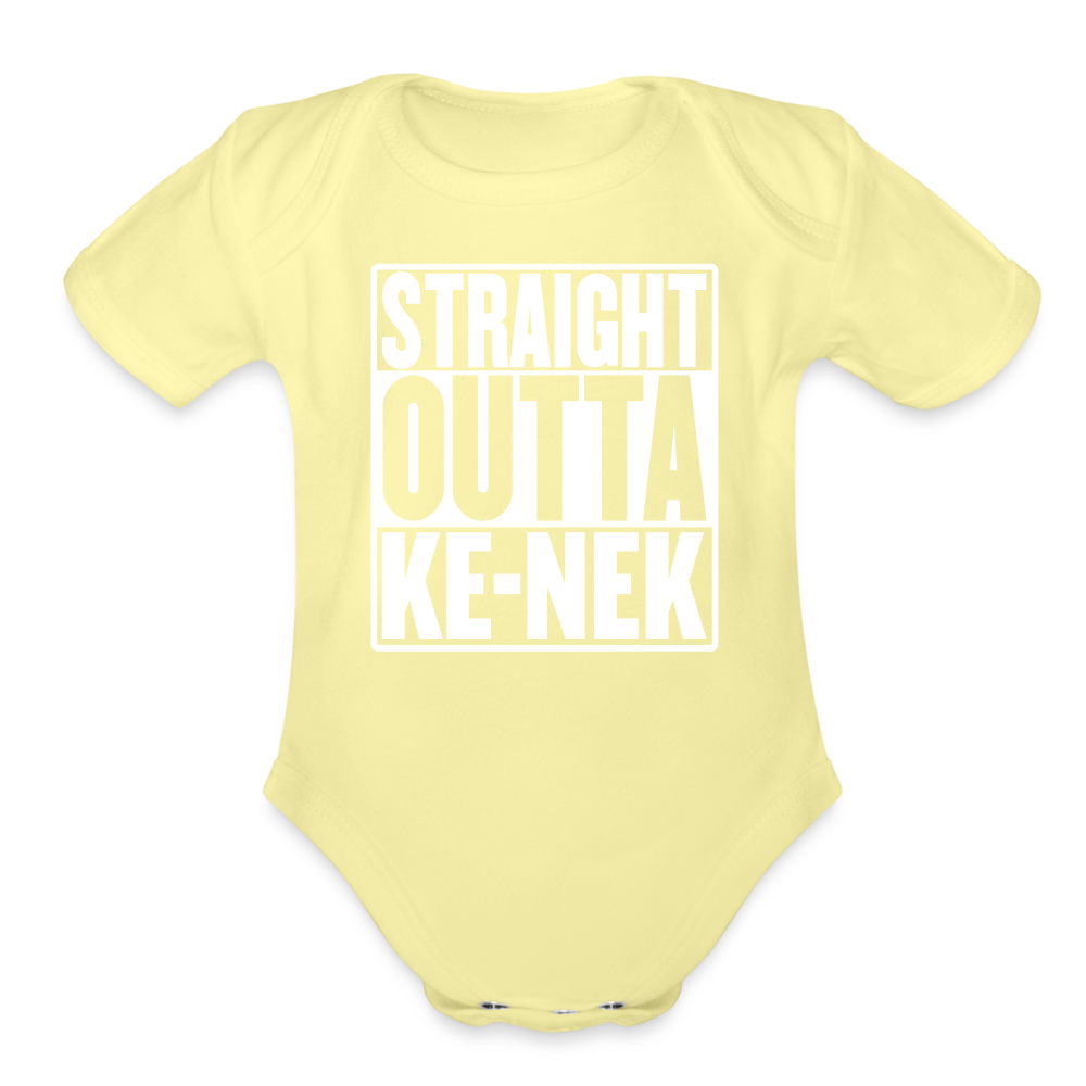 Straight Outta Ke-nek Organic Short Sleeve Baby Bodysuit - washed yellow