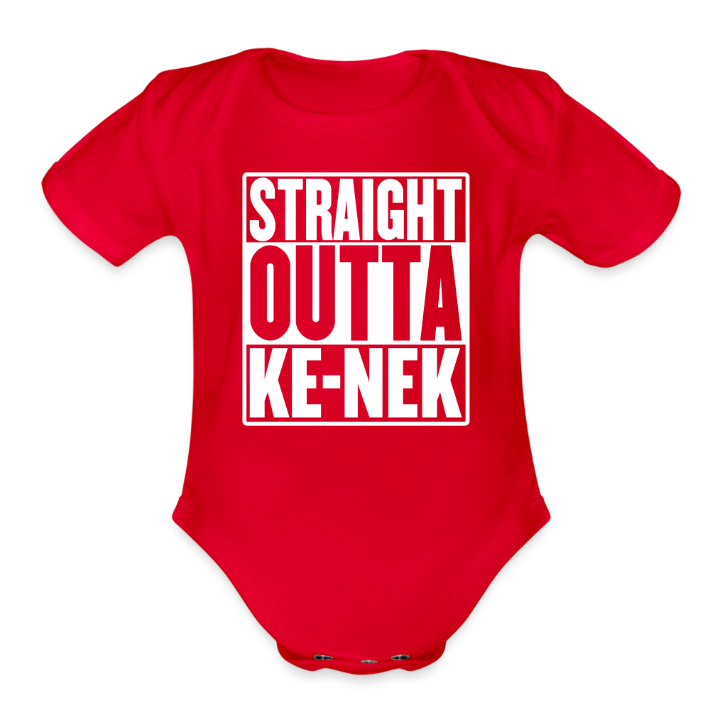 Straight Outta Ke-nek Organic Short Sleeve Baby Bodysuit - red