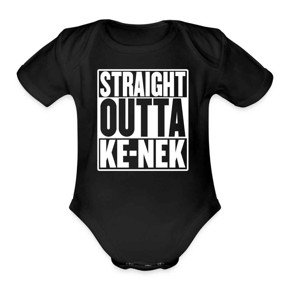 Straight Outta Ke-nek Organic Short Sleeve Baby Bodysuit - black