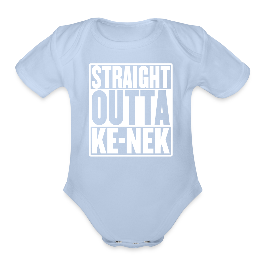 Straight Outta Ke-nek Organic Short Sleeve Baby Bodysuit - sky