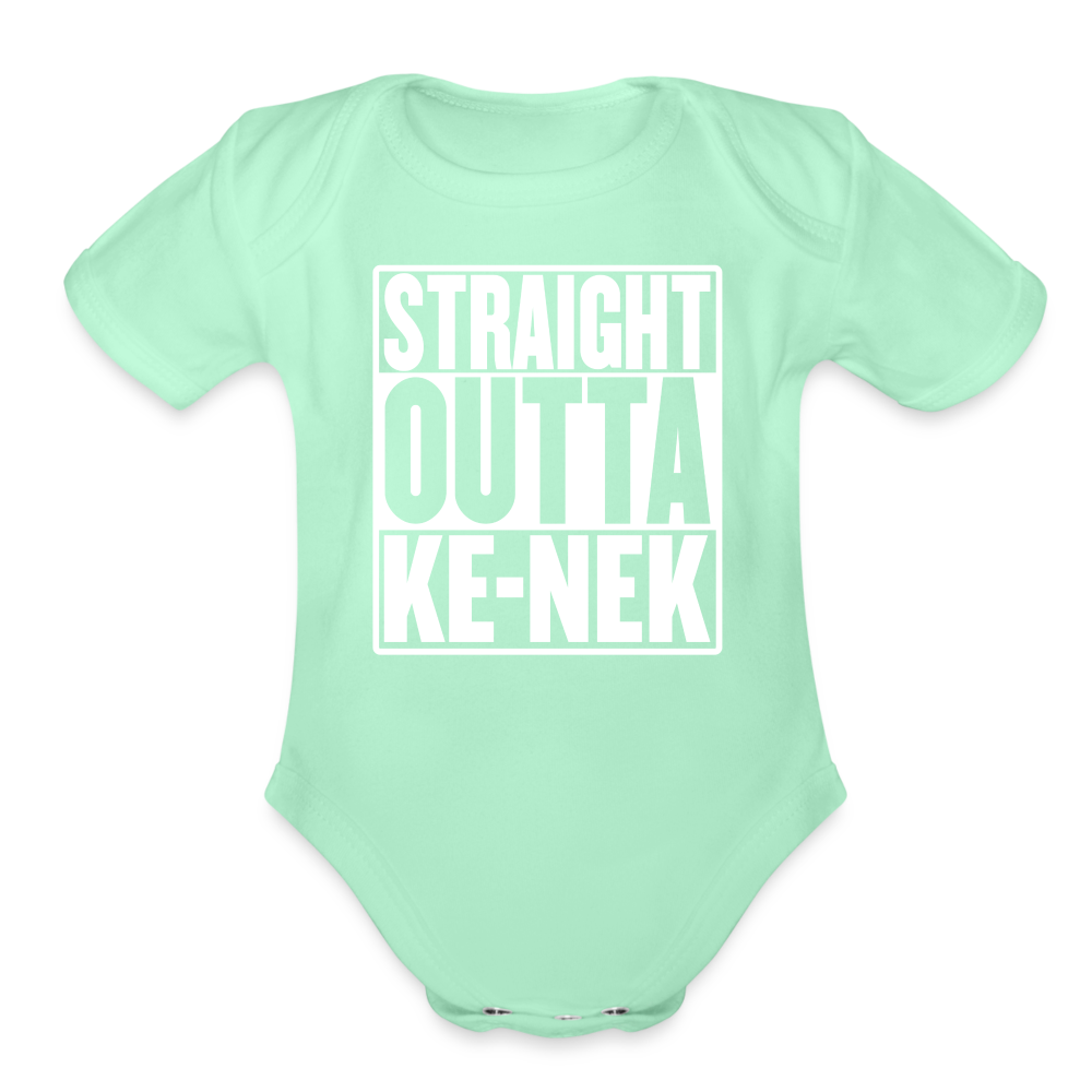 Straight Outta Ke-nek Organic Short Sleeve Baby Bodysuit - light mint