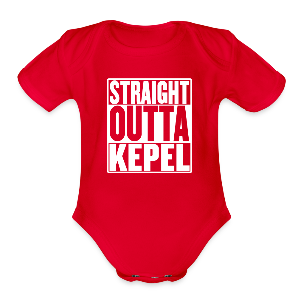 Straight Outta Kepel Organic Short Sleeve Baby Bodysuit - red