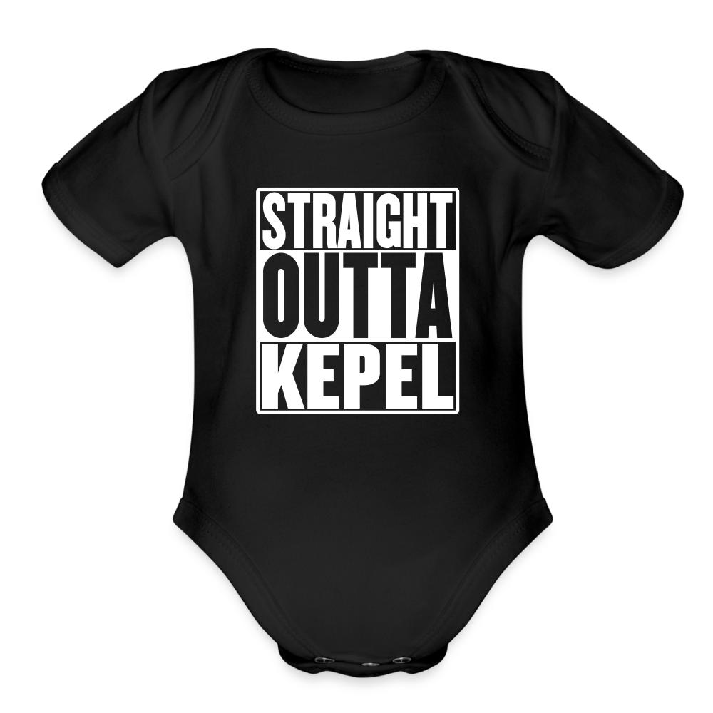 Straight Outta Kepel Organic Short Sleeve Baby Bodysuit - black