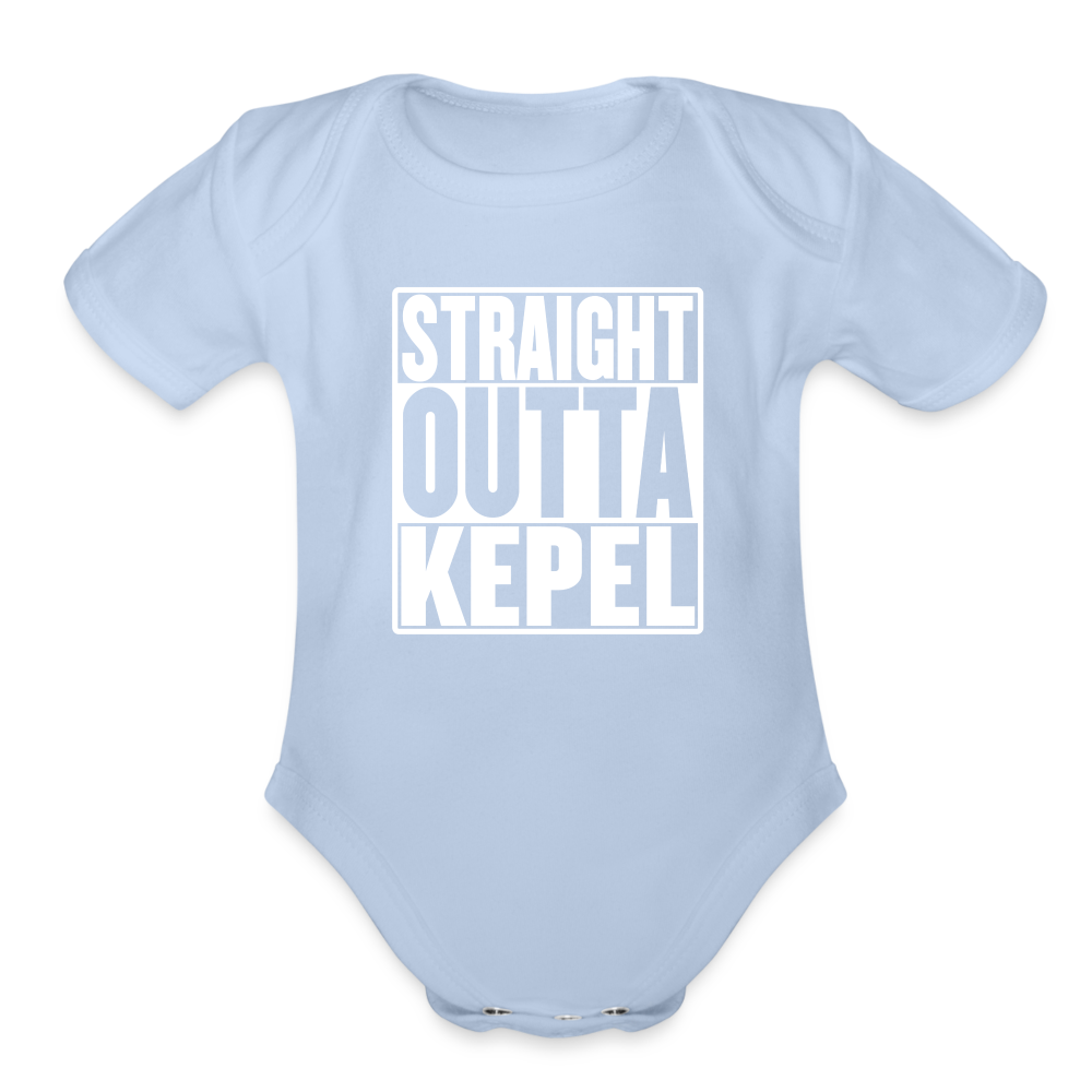 Straight Outta Kepel Organic Short Sleeve Baby Bodysuit - sky