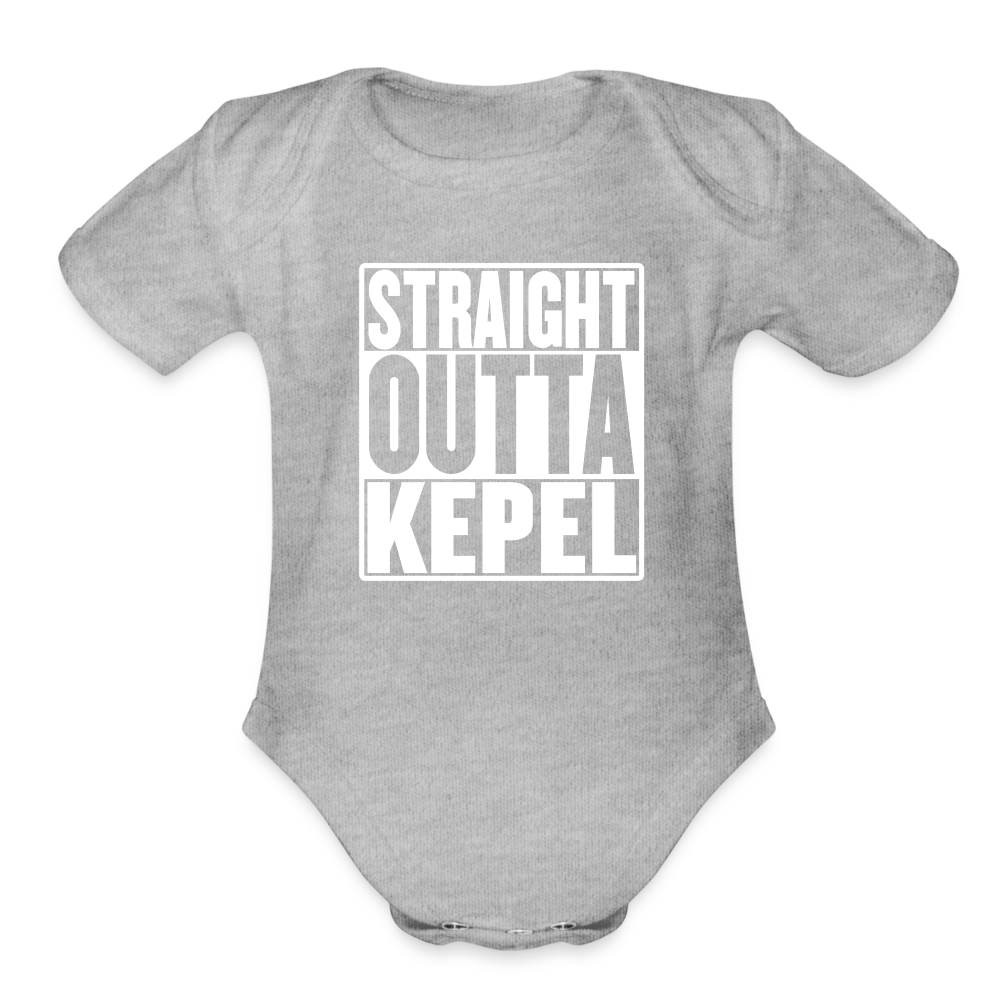 Straight Outta Kepel Organic Short Sleeve Baby Bodysuit - heather grey
